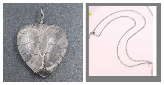 Colgante Corazón Melocotón Cristal Natural Árbol de la Vida para Parejas - Image 24