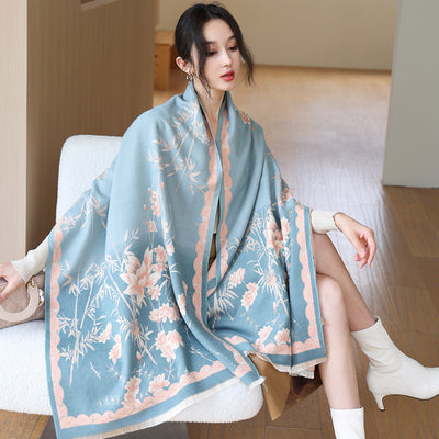 Bufanda de Cachemira Elegante Estilo Nacional Reversible Jacquard Doble Cara - Image 29