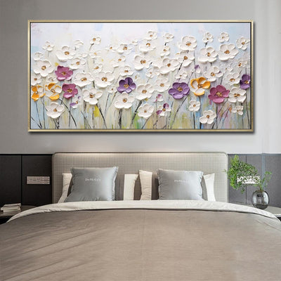 Cuadro Abstracto Flores Blancas - Pintura al Óleo Sobre Lienzo Hecho a Mano - Image 11