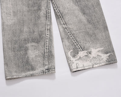 Jeans Ajustados Daddy con Desgarre y Efecto Gato Gris Claro - Image 19