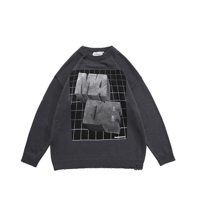 Suéter Holgado Unisex con Letras en Relieve Jacquard - Image 6