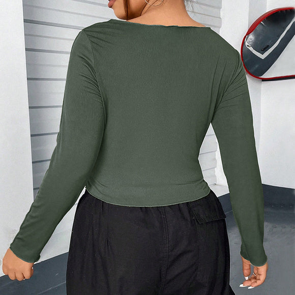 Polera Manga Larga Ajustada Interior para Mujer