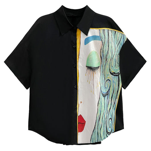Blusa Estampada Suelta de Manga Corta para Verano - Image 2