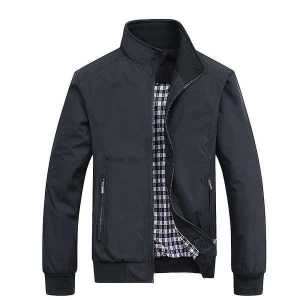 Chaqueta Casual de Cuello Parado Slim Fit Gris