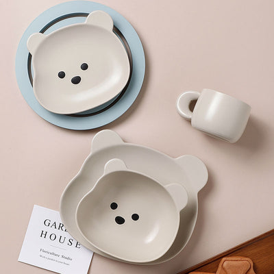 Juego de Plato Desayunero y Tazón de Cerámica con Diseño Osito Tierno - Image 2