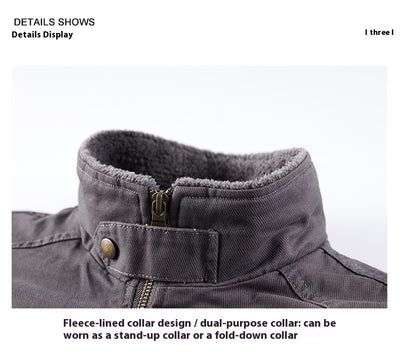 Chaqueta de Algodón Lavado con Forro Polar para Hombre - Resistente al Viento - Image 27