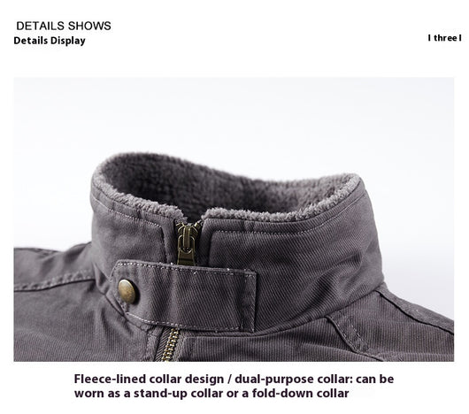 Chaqueta de Algodón Lavado con Forro Polar para Hombre - Resistente al Viento - Image 27