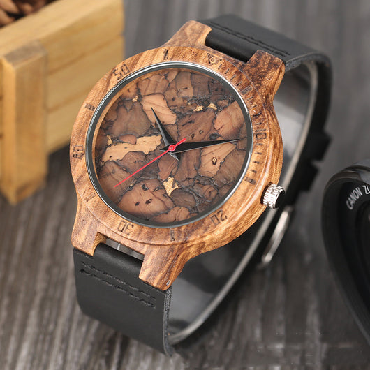 Reloj Casual de Madera para Hombre con Esfera de Hoja Tallada - Image 10