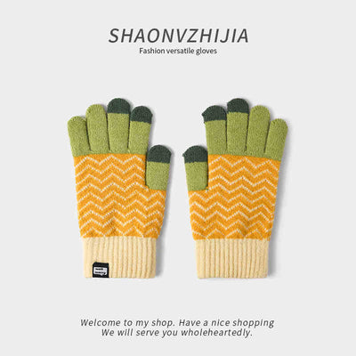 Guantes de Lana Tejidos con Diseño Piña para Mujer - Invierno