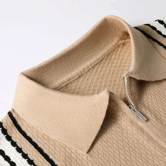 Suéter de Punto Colorblock con Cuello y Cierre Medio Cremallera para Hombre - Image 32