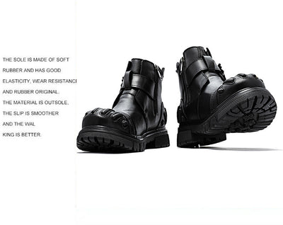 Botas Martin de Cuero para Hombre - Estilo Punk Rock con Suela Industrial - Image 10