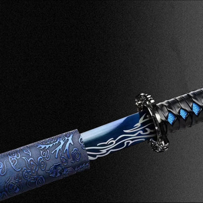 Sable Dragón Azul Longquan - Acero Manganeso Forjado, Pieza de Colección Premium - Image 4