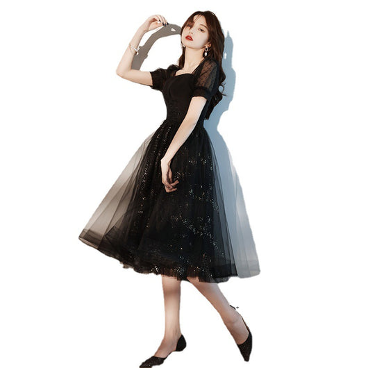 Vestido de Fiesta Mini Encaje Negro Brillante - Image 12