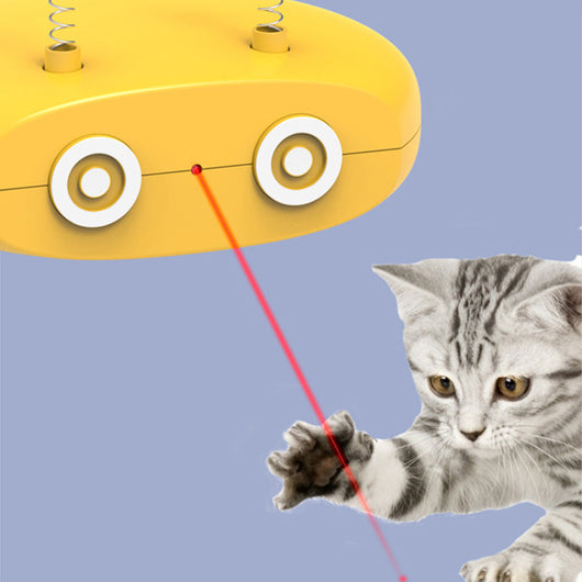 Light gray electric robot cat toy with two spring antennae, circular details, and a red indicator light. - Image 8