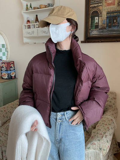 Chaqueta Acolchada Corta con Cuello Alto Estilo Americano para Mujer - Image 7