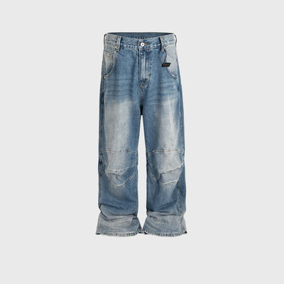 Jeans Baggy Plisados Lavado Blanco Azul - Image 7