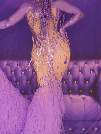 Vestido Brillante sin Mangas con Detalles de Diamantes y Flecos - Image 3