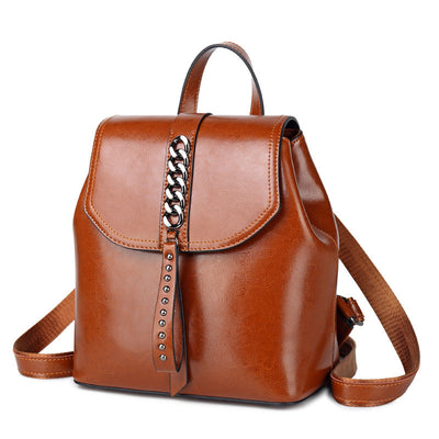 Mochila de Cuero para Mujer - Diseño Casual con Costuras Decorativas - Image 6
