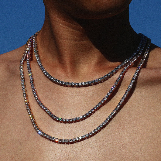 Cadena Hip Hop Plata 925 Moissanita Fila Única para Hombre - Image 10