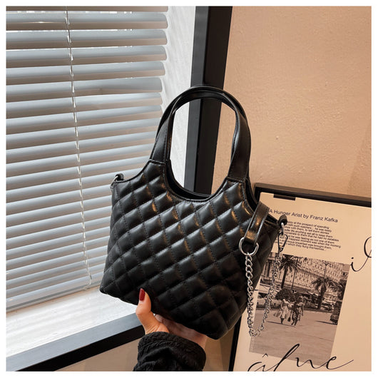 Bolsa Tote Elegante con Cadena Acolchada Cuadros Diamante - Bolso Crossbody de Gran Capacidad - Image 23