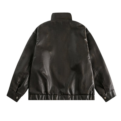 Abrigo de Cuello Alto en Cuero Genuino para Hombre - Primavera y Otoño - Image 10
