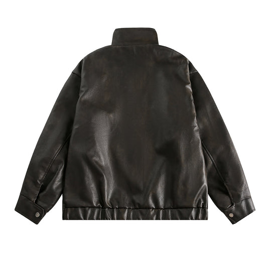 Abrigo de Cuello Alto en Cuero Genuino para Hombre - Primavera y Otoño - Image 10