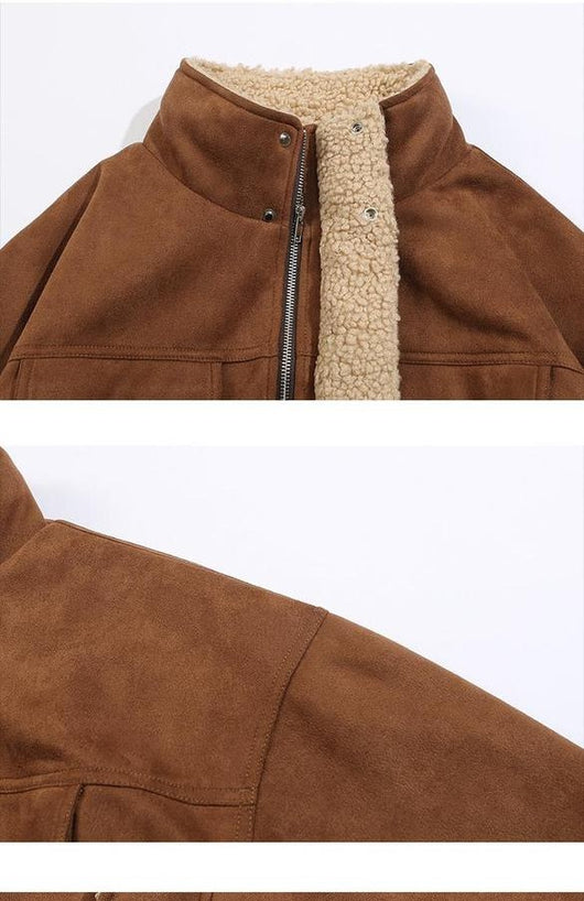 Chaqueta Acolchada de Gamuza con Lana de Cordero para Invierno - Image 2