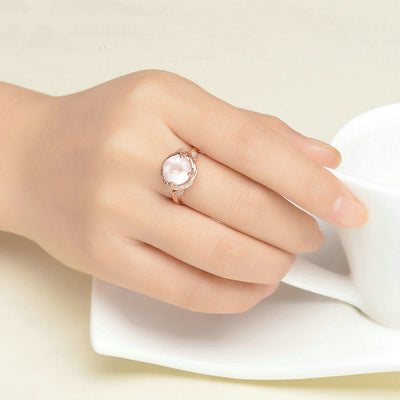 Anillo de Plata 925 con Cristal Natural y Flor para Mujer