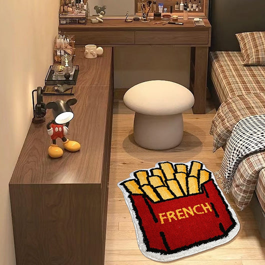 Alfombra de Felpa Infantil Diseño Papas Fritas Americanas para Dormitorio - Image 2