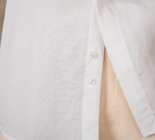 Camisa de Lino Lyocell Drapeado con Mangas Largas Suave al Tacto - Image 12