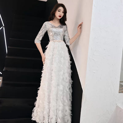 Vestido de Noche Blanco con Tirantes para Fiesta de Cumpleaños - Image 3