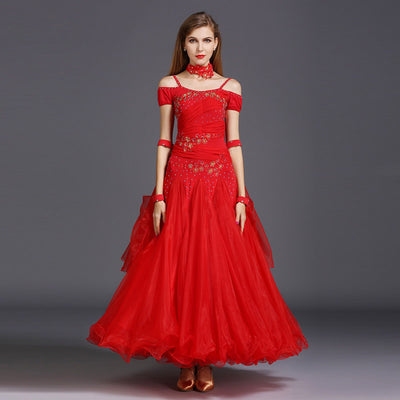 Vestido de Danza Moderno Ajustado con Strass y Mangas Cortas - Image 3