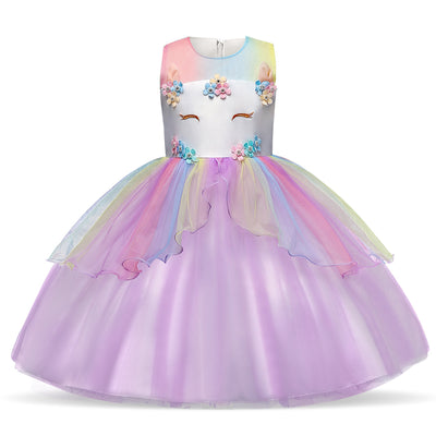 Vestido de Princesa Infantil con Falda Voluminosa y Flores para Niña - Image 5