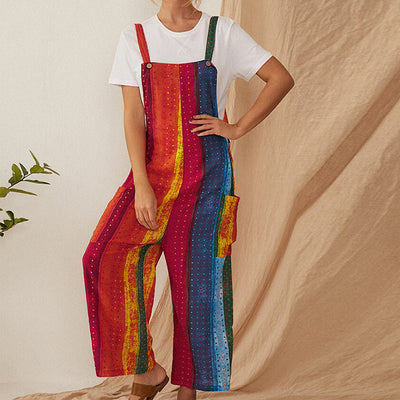 Jumpsuit Holgado de Algodón y Lino con Tirantes y Estampado - Image 8
