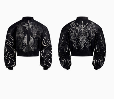 Chaqueta de Cuero Corta con Bordado en Espalda - Image 15