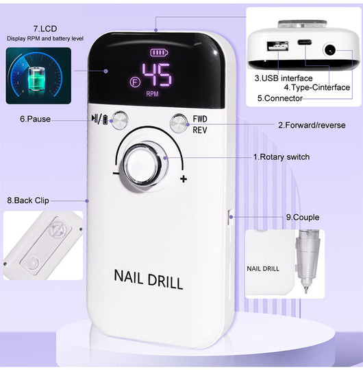 Máquina Profesional de Pulido de Uñas 45000 RPM - Removedor de Esmalte - Image 7