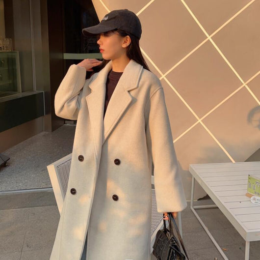 Abrigo de Lana Doble Botonadura Elegante para Otoño e Invierno
