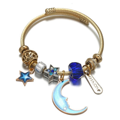 Pulsera de Acero Inoxidable con Dije Floral Mosaico Dorado - Image 6