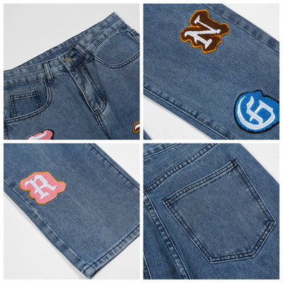 Jeans Desgastados con Letras Estampadas de la Calle - Image 9