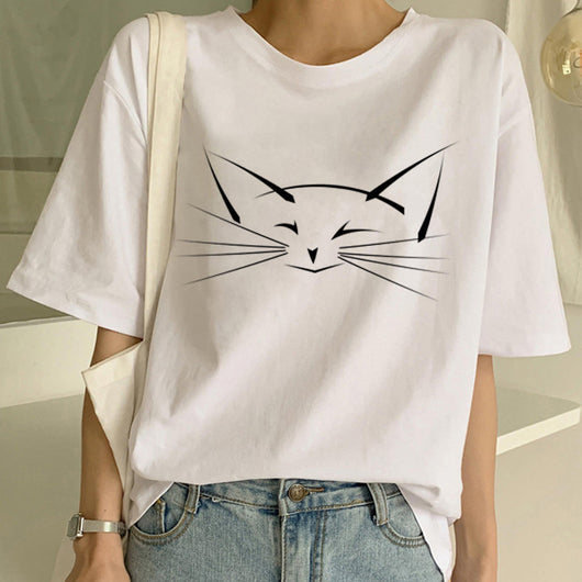 Playera Pareja a Juego con Estampado Divertido de Gatos - Unisex Manga Corta Tendencia - Image 21