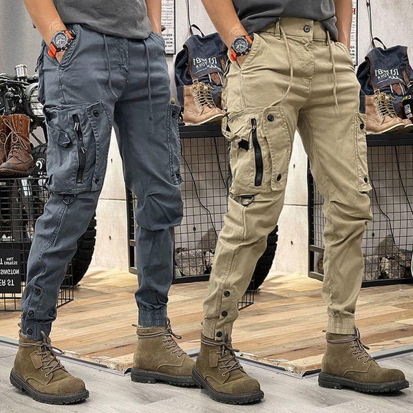 Pantalones Tácticos Casual de Pierna Recta para Hombre con Puños Ajustables