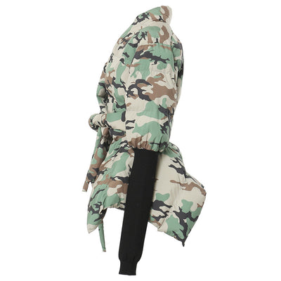 Chaqueta de Algodón Ajustada con Costuras de Camuflaje y Puños Tejidos - Image 2