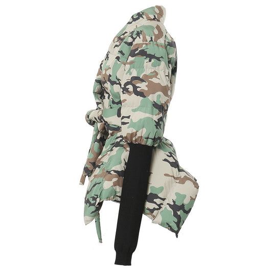 Chaqueta de Algodón Ajustada con Costuras de Camuflaje y Puños Tejidos - Image 2