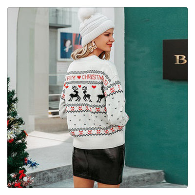 Suéter Navideño con Estampado de Corazón y Alce - Pullover de Punto para Mujer - Image 18