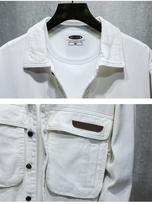 Chaqueta Denim Casual con Solapa para Hombre - Image 3