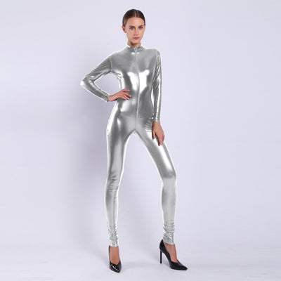 Enterizo de Cuero Sintético Brillante para Mujer - Image 14