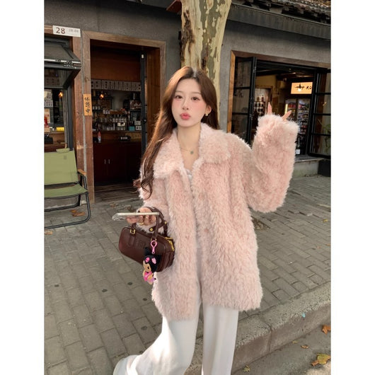 Abrigo Coreano para Mujer con Cuello Solapa y Forro Peludo Abrigador - Image 9