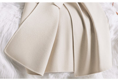 Abrigo de Lana Blanco Crema Ajustado Temperamento Otoño Invierno Mujer - Image 12
