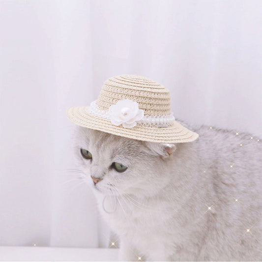 Gorro Ajustable con Lazo para Mascotas - Perros y Gatos Verano Primavera