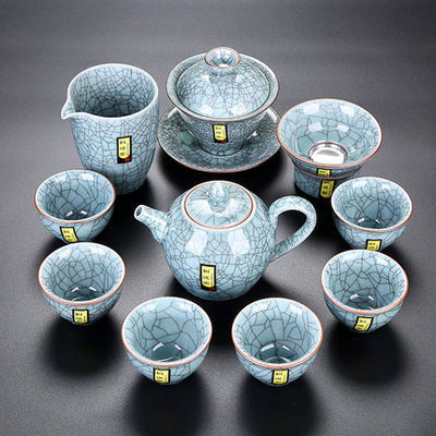 Juego de Té Celadón Ge Kiln Heredado con Acabado Agrietado - Image 19